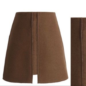 Pocket of charm wool blend skirt in Tan